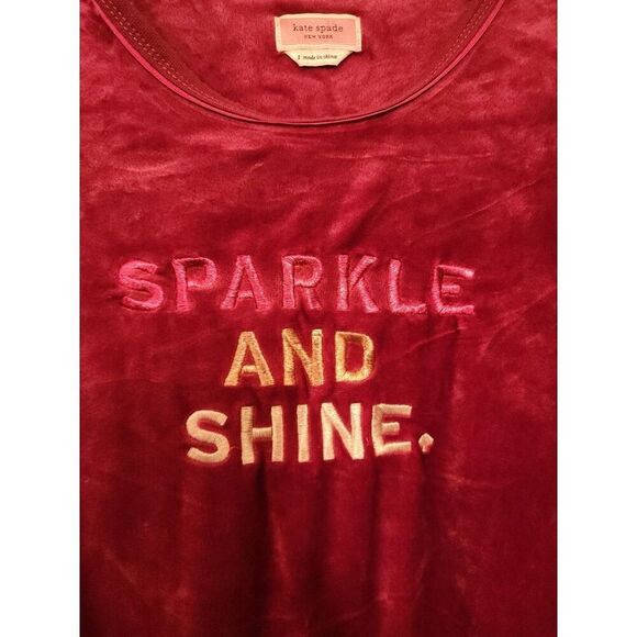 Kate Spade XL Sparkle And Shine Velour Crewneck Sweatshirt Burgundy Soft Lounge - Picture 5 of 10
